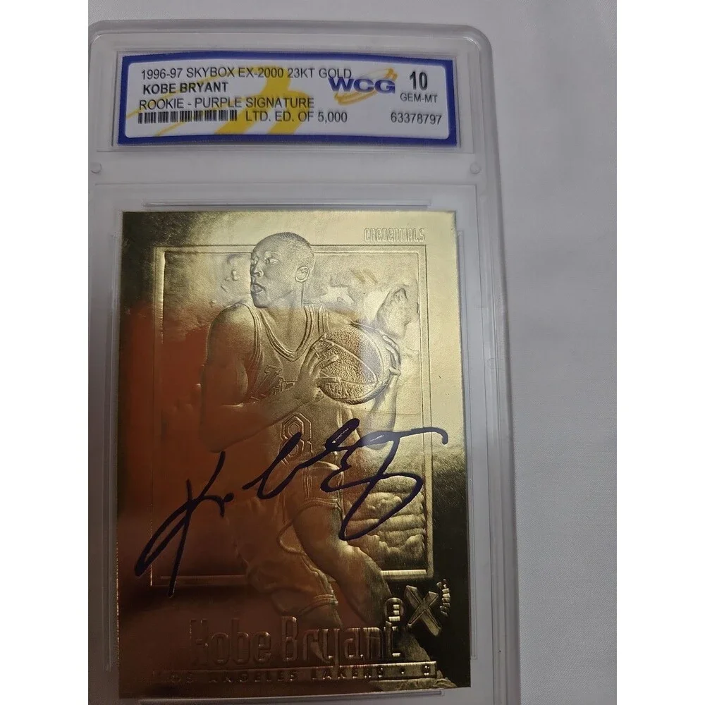 1996-97 Skybox EX-2000 23kt Gold Kobe Bryant Rookie Purple Signature LE WCG 10